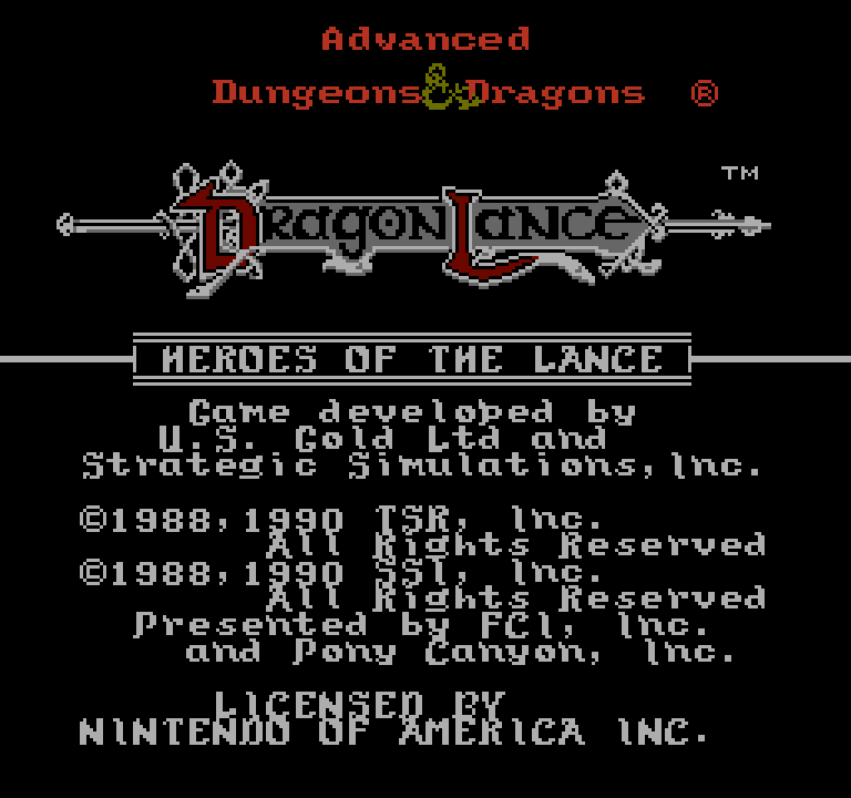 Advanced Dungeons & Dragons: Heroes of the Lance | ファミコンタイトル画像