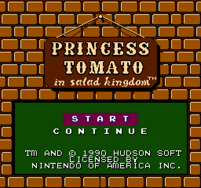 Princess Tomato in the Salad Kingdom | ファミコンタイトル画像