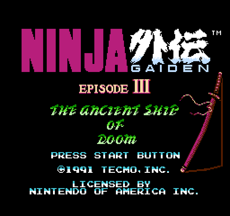Ninja Gaiden III: The Ancient Ship of Doom | ファミコンタイトル画像