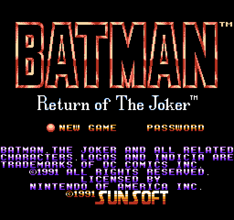 Batman: Return of the Joker | ファミコンタイトル画像