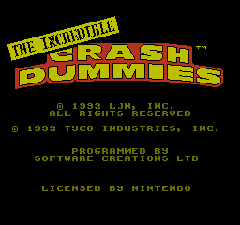 The Incredible Crash Dummies | ファミコンタイトル画像